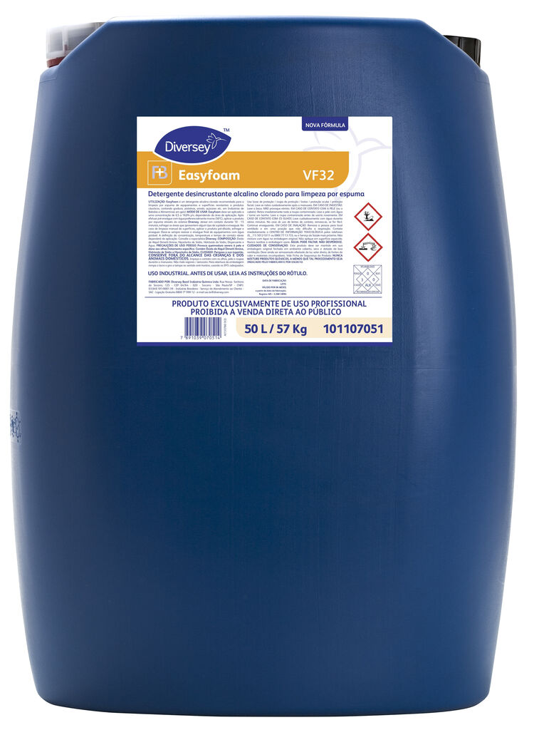 EASYFOAM VF32 50L - DETERGENTE DESINCRUSTANTE ALCALINO CLORADO PARA LIMPEZA POR ESPUMA